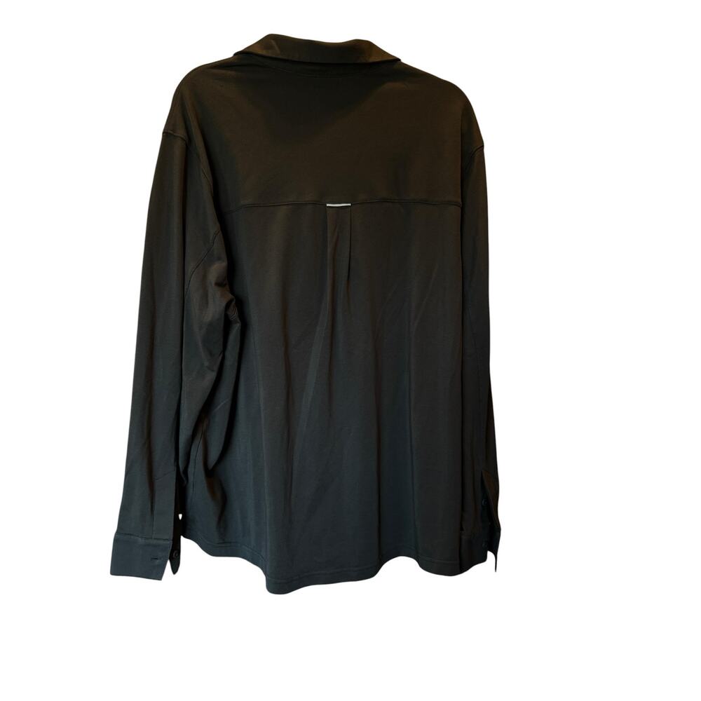 Fabletics Men’s 2X Dark Olive Green Long Sleeve Button Down Shirt Stretch Pocket - Picture 3 of 11